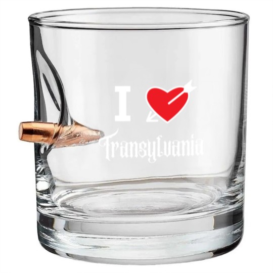 Discover I love Transylvania (white letters version) Bullet Whiskey Glasses