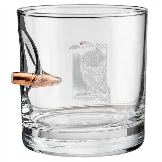 Discover Edgar Allan Poe The Raven Nevermore Distressed Bullet Whiskey Glasses