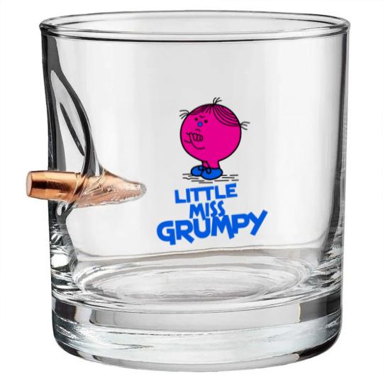 Discover angry little Miss Grumpy Bullet Whiskey Glasses