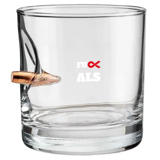 Discover Fuck ALS Awareness Month Red Ribbon Bullet Whiskey Glasses