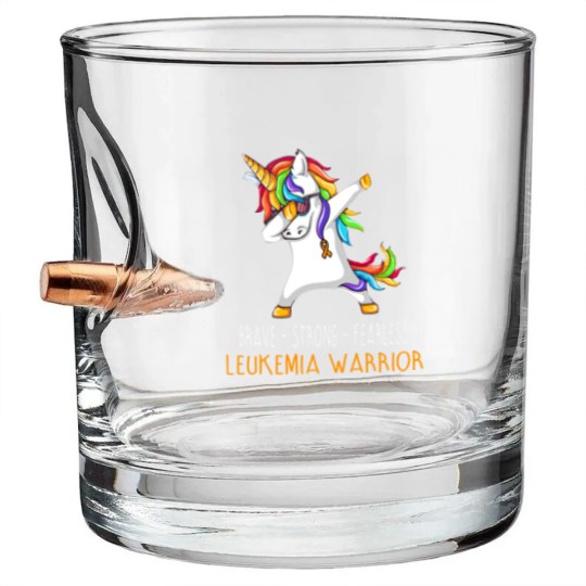 Discover Brave Strong Fearless LEUKEMIA Support LEUKEMIA Awareness Gifts - Leukemia Cancer Awareness - Bullet Whiskey Glasses