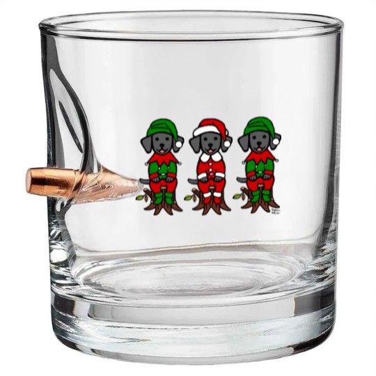 Discover Christmas Three Black Lab Puppies Bullet Whiskey Glasses