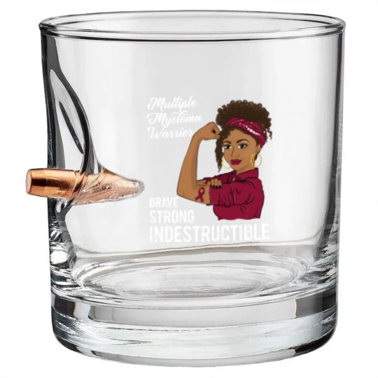 Discover Multiple Myeloma Warrior Indestructible Black Girl Awareness - Multiple Myeloma - Bullet Whiskey Glasses