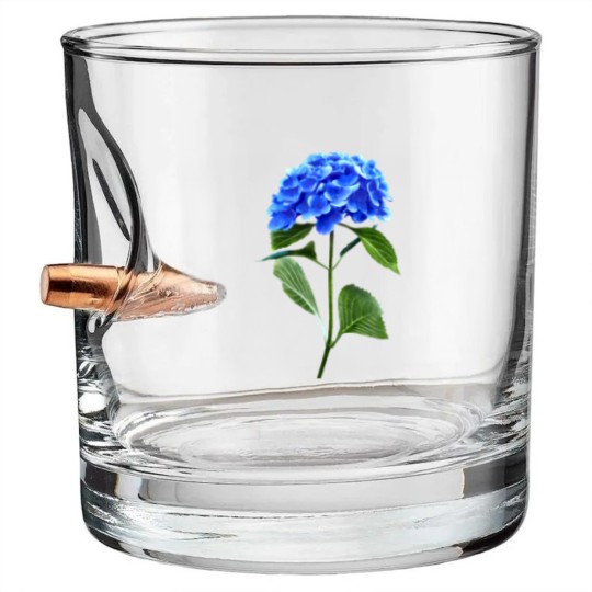 Discover Vivid Blue Hydrangea Bullet Whiskey Glasses