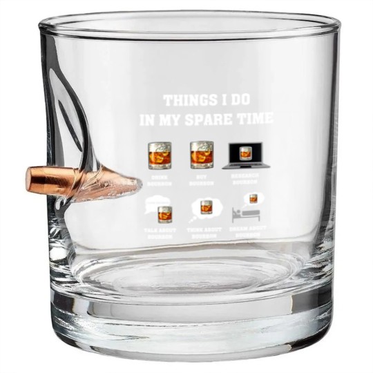 Discover Things I Do In My Spare Time Drink Bourbon Whiskey Gifts Bullet Whiskey Glasses