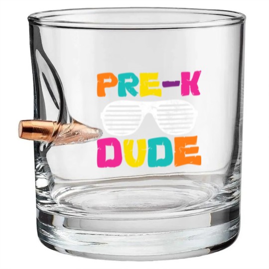 Discover Pre-K Dude Back To School Teacher Student Preschool Bullet Whiskey Glasses