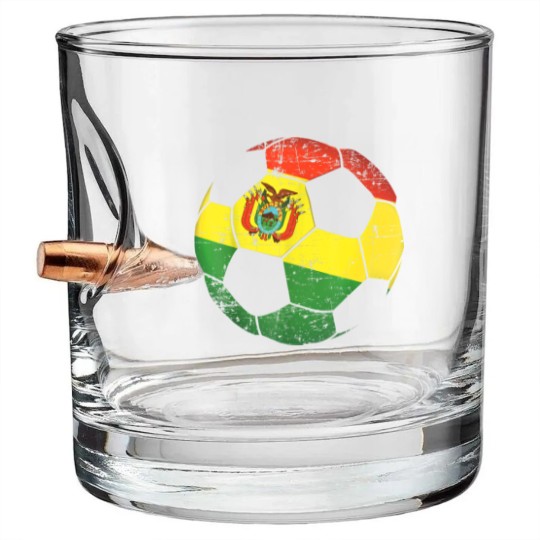 Discover Bolivia Soccer Ball Flag Bullet Whiskey Glasses