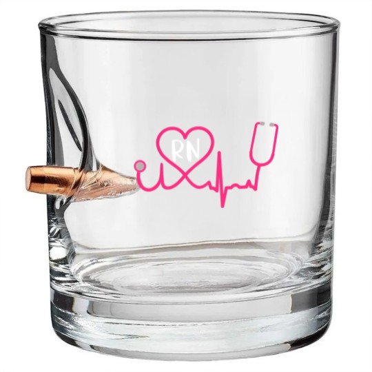 Discover Registered Nurse RN EKG Stethoscope Heart Heartbeat Bullet Whiskey Glasses