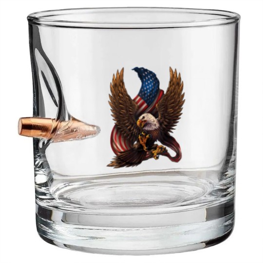 Discover Patriotic American Design With Eagle And Flag Bullet Whiskey Glasses