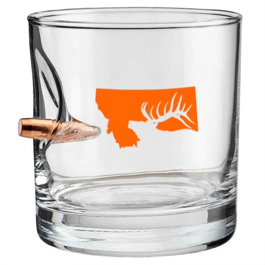 Discover Montana Elk Hunting Bullet Whiskey Glasses