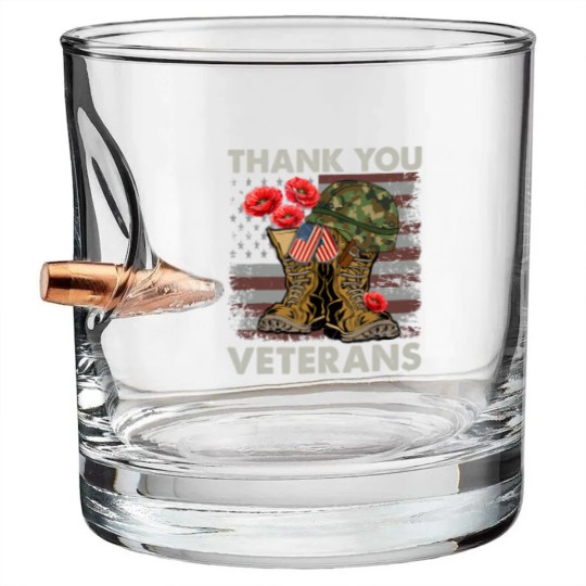 Discover Thank You Veterans Bullet Whiskey Glasses