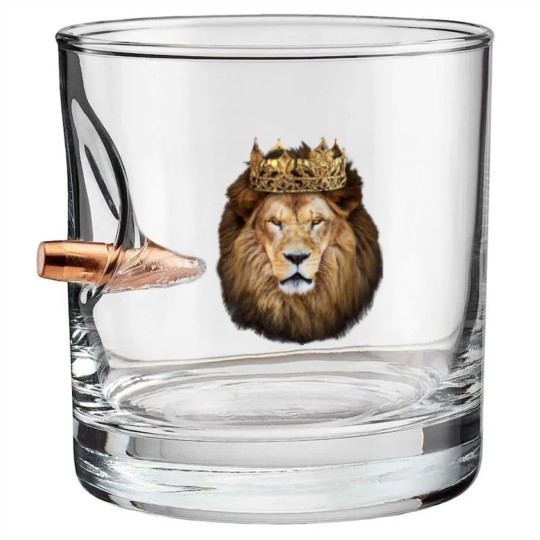 Discover Lion Head Golden Crown Art Canvas King Bullet Whiskey Glasses