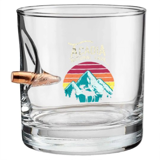 Discover Vintage Acadia National Park Maine Mountains Moose Bullet Whiskey Glasses