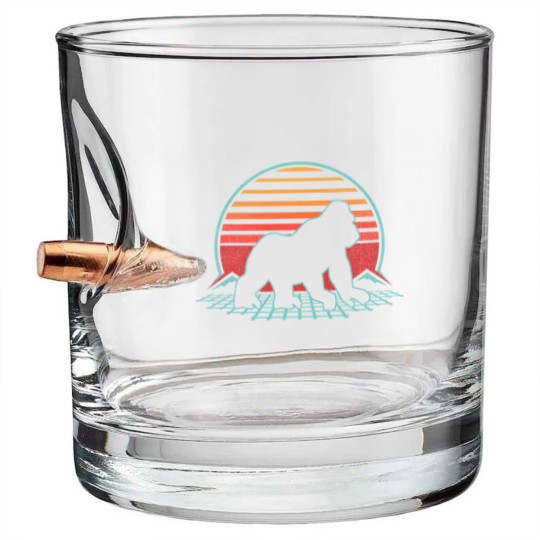 Discover Gorilla Silhouette Bullet Whiskey Glasses Silverback Retro Vintage 80s Style