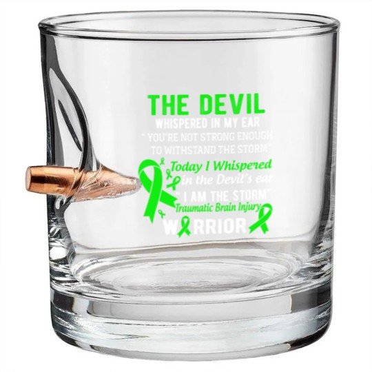 Discover I Am The Storm Traumatic Brain Injury Warrior Bullet Whiskey Glasses