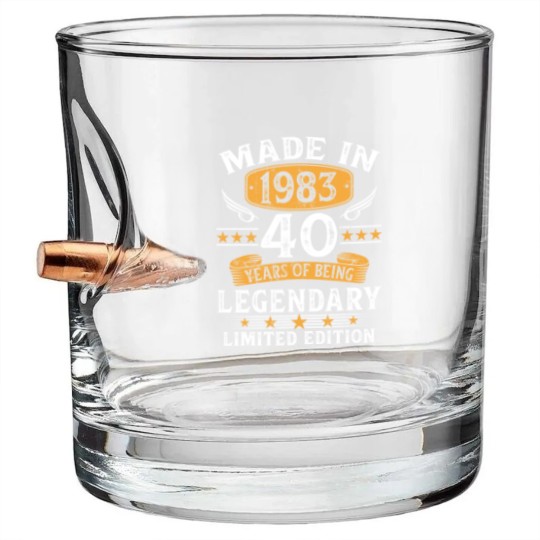 Discover Made In 1983 40 Years Old Gifts 40th Birthday Bullet Whiskey Glasses