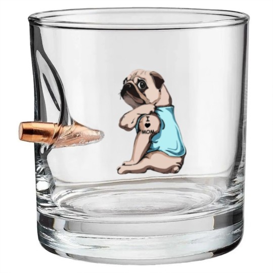 Discover Pug Dog I Love Mom Bullet Whiskey Glasses