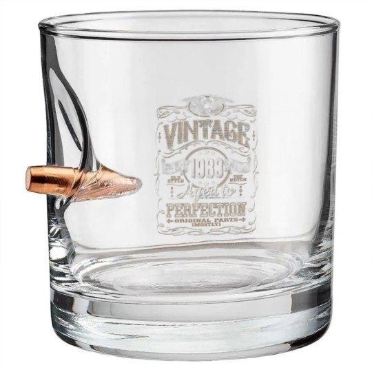 Discover 40th Birthday Bullet Whiskey Glasses for Men - Vintage 1983 Aged to Perfection 40th Birthday