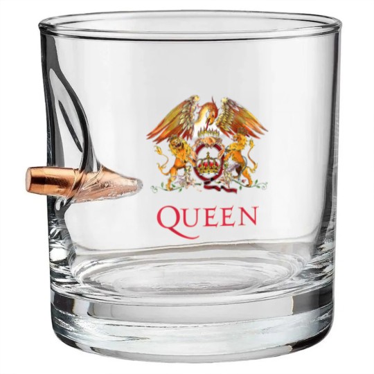 Discover Queen White Crest Freddie Mercury Brian May Bullet Whiskey Glasses Bullet Whiskey Glasses