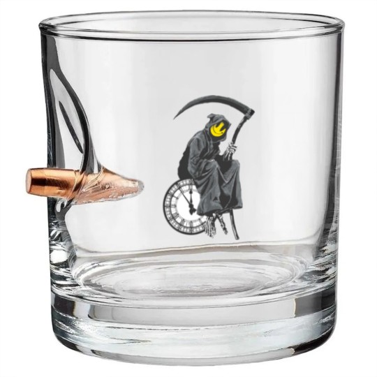 Discover banksy grim reaper clock Bullet Whiskey Glasses
