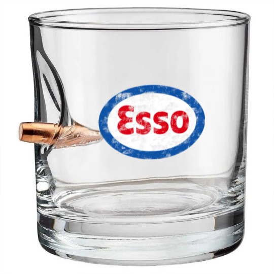 Discover Vintage distressed Esso logo - Auto Racing - Bullet Whiskey Glasses