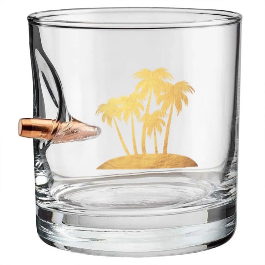Discover Palm Gold Beach Vacation Island Luxury Summer Sun Bullet Whiskey Glasses