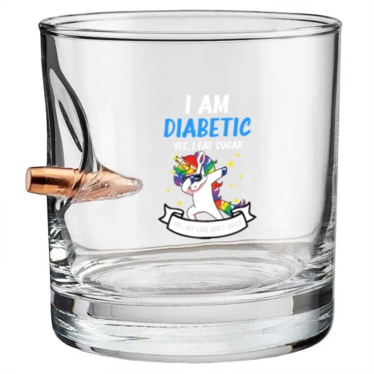Discover Type 1 Diabetes Bullet Whiskey Glasses | Yes I Eat Sugar No Life Not Over - Type 1 Diabetes - Bullet Whiskey Glasses