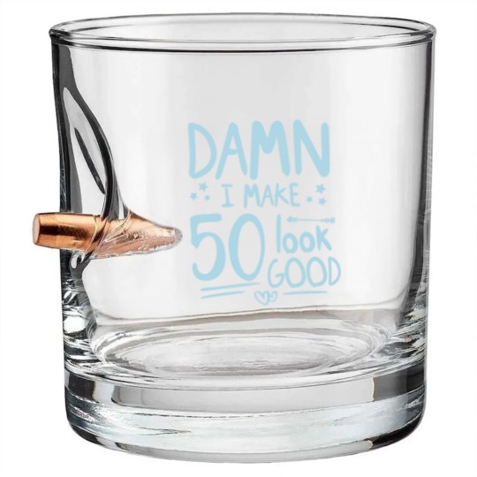 Discover Cool Funny Birthday Gift 50 Years Old Age Jokes Bullet Whiskey Glasses