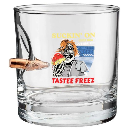 Discover Suckin’ on chili dog outside the tastee freez Bullet Whiskey Glasses