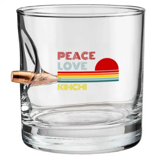 Discover Peace Love Kimchi Retro Vintage Bullet Whiskey Glasses