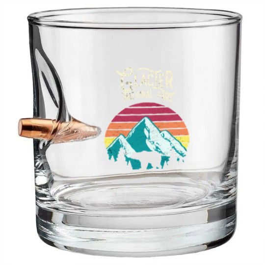 Discover Vintage Glacier National Park Mountain Bear Sweat Bullet Whiskey Glasses
