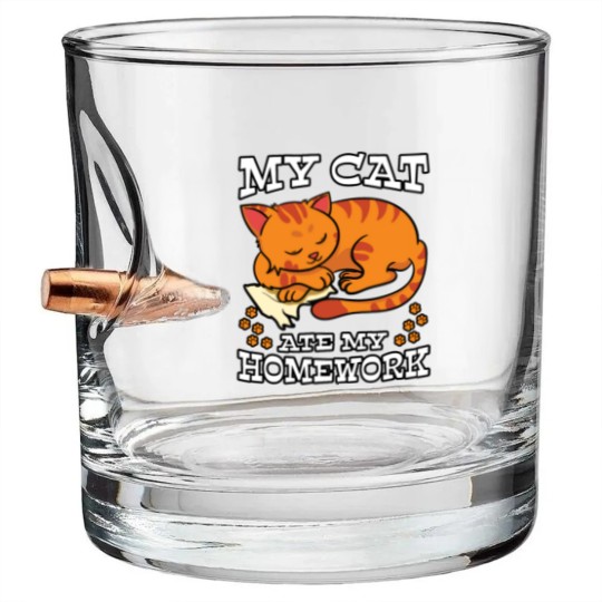 Discover My Cat Ate My Homework Bullet Whiskey Glasses