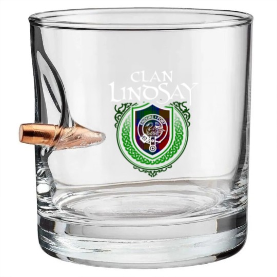 Discover Lindsay Surname Scottish Clan Tartan Crest Badge Bullet Whiskey Glasses