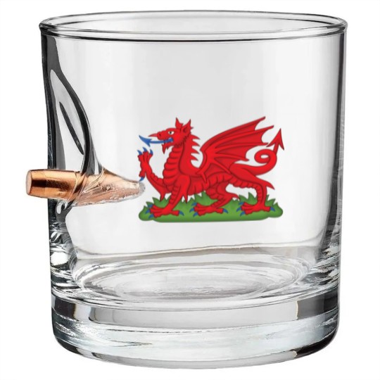 Discover Wales Red Dragon National Flag Symbol Bullet Whiskey Glasses