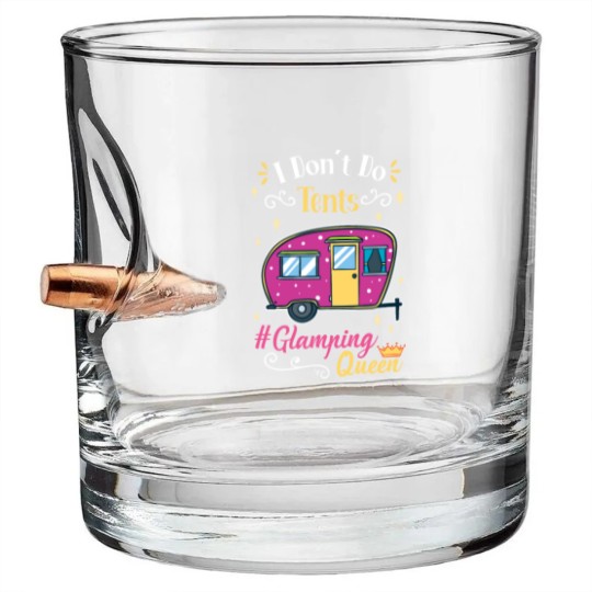 Discover Glamping Queen Camping Grandma Bullet Whiskey Glasses