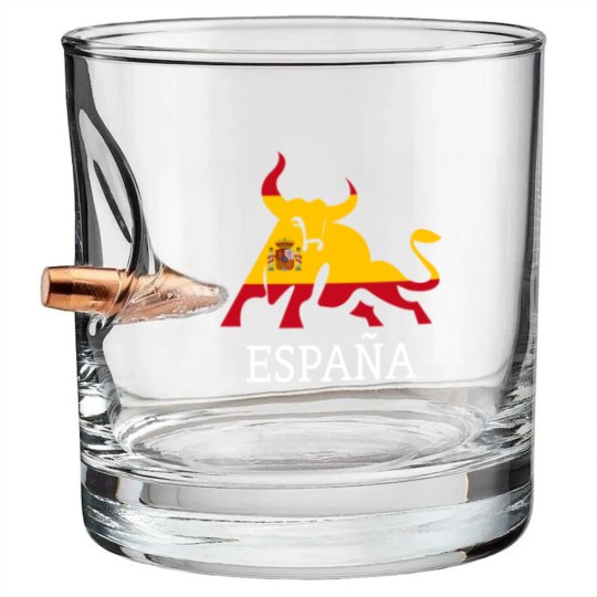 Discover Spain Spanish Flag Souvenir Toro España Bull Silhouette - Spanish Spain Flag Souvenir Bull S - Bullet Whiskey Glasses