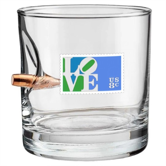 Discover Love Stamp Stencil (Robert Indiana) - Love - Bullet Whiskey Glasses