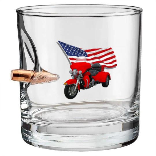 Discover Trike with Flag Bullet Whiskey Glasses