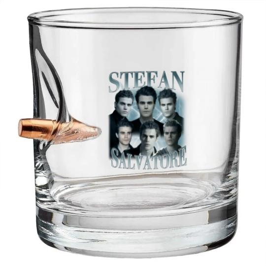 Discover Stefan Salvatore Vintage 90s Bootleg Classic Graphic Bullet Whiskey Glasses | Stefan Retro Bootleg Rap Bullet Whiskey Glasses