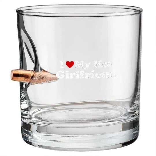 Discover I Love My Hot Girlfriend Funny Vintage Distressed Bullet Whiskey Glasses