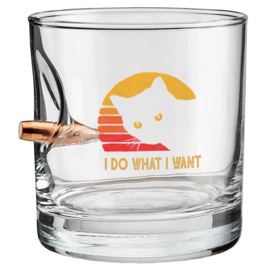 Discover Retro I do what I want with my cat funny gift Bullet Whiskey Glasses