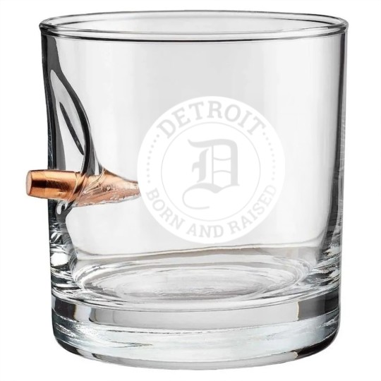 Discover detroit born and raised birthday Bullet Whiskey Glasses