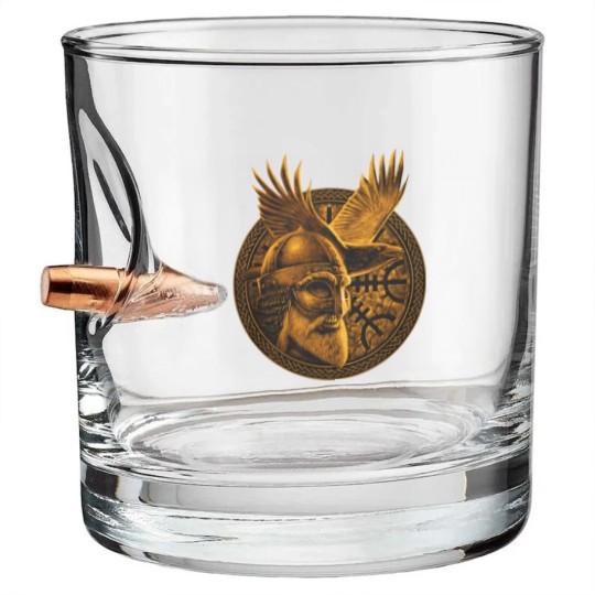 Discover Norse God ODIN & Huginn Raven Men's Bullet Whiskey Glasses
