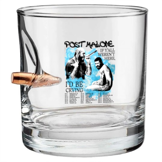 Discover Vintage Post Malone 2023 Tour Bullet Whiskey Glasses, Post Malone Fan Bullet Whiskey Glasses