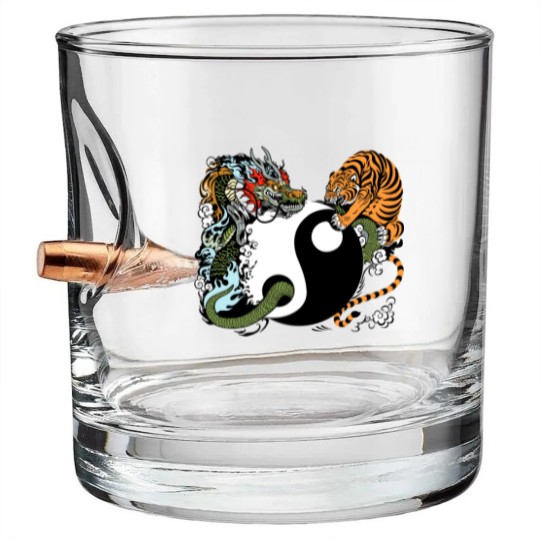 Discover dragon and tiger yin yang symbol Bullet Whiskey Glasses