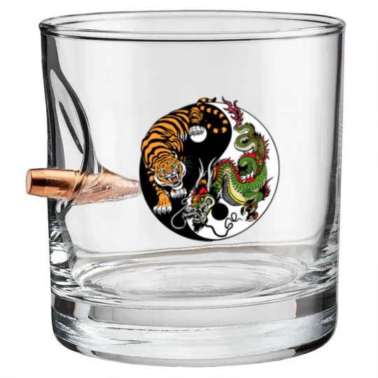 Discover dragon and tiger yin yang symbol Bullet Whiskey Glasses