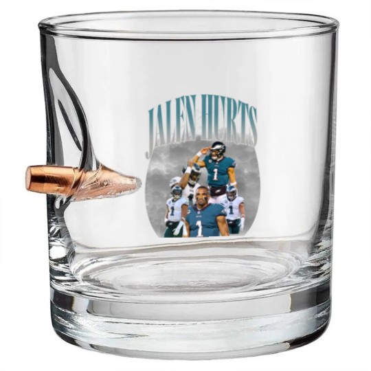 Discover 90s Vintage Inspired Jalen Hurts Bullet Whiskey Glasses, Jalen Hurts Bullet Whiskey Glasses, football vintage Bullet Whiskey Glasses