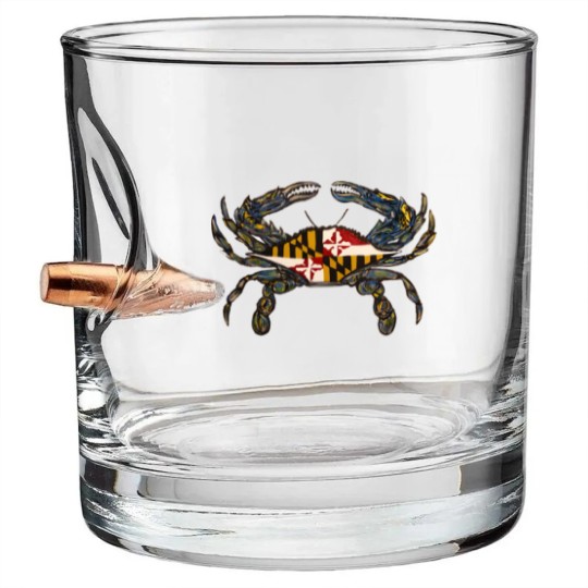 Discover Royal Blue Maryland Flag Crab - Bullet Whiskey Glasses