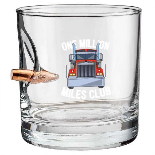 Discover One Million Miles Club Diesel Truck Driver Trucker Bullet Whiskey Glasses
