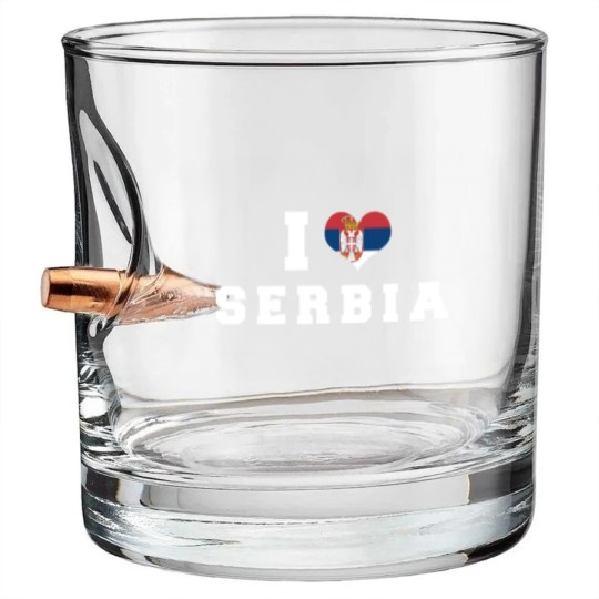 Discover I Love Serbia Republic Heart Flag Bullet Whiskey Glasses